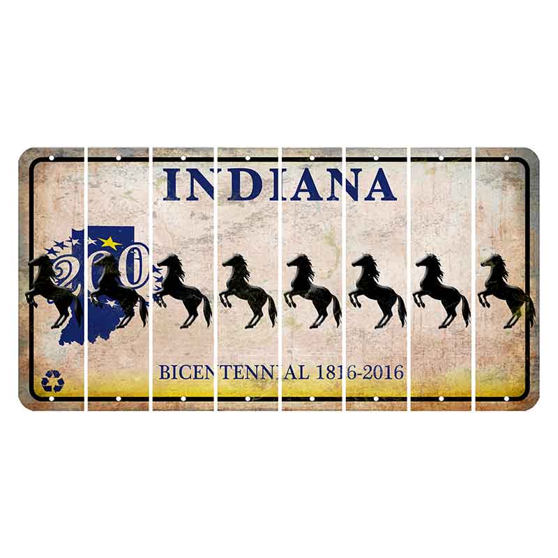 Indiana Bicentennial Cut License Plate Strips (Set of 8) Horse