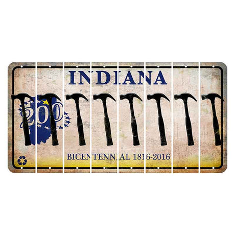 Indiana Bicentennial Cut License Plate Strips (Set of 8) Hammer