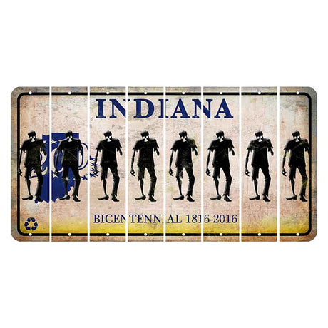 Indiana Bicentennial Cut License Plate Strips (Set of 8) Zombie