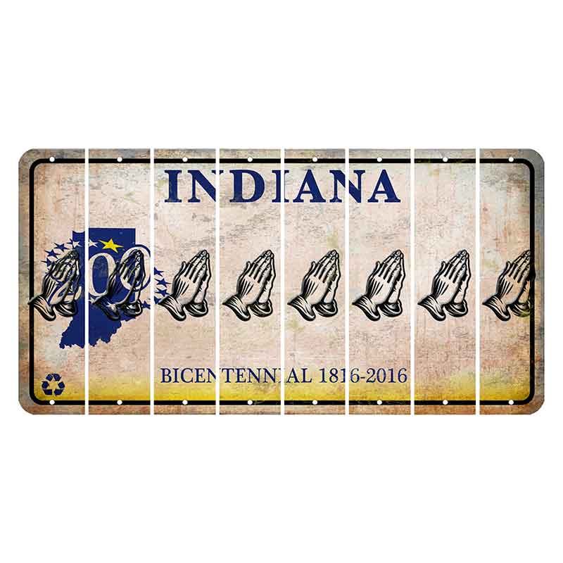 Indiana Bicentennial Cut License Plate Strips (Set of 8) Praying Hands