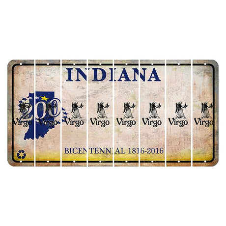 Indiana Bicentennial Cut License Plate Strips (Set of 8) Zodiac Sign - Virgo