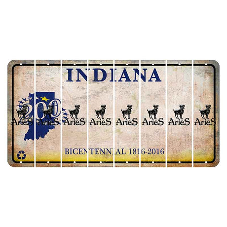 Indiana Bicentennial Cut License Plate Strips (Set of 8) Zodiac Sign - Aries