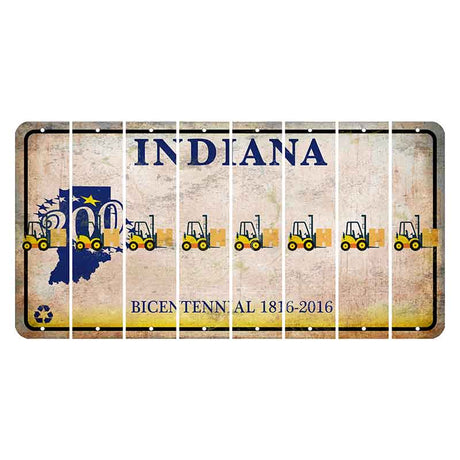 Indiana Bicentennial Cut License Plate Strips (Set of 8) Forklift