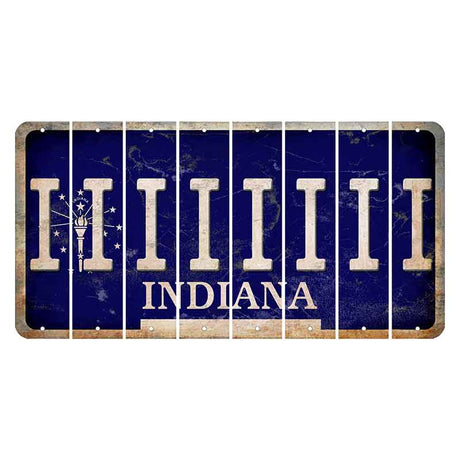 Indiana Blue Cut License Plate Strips (Set of 8) I