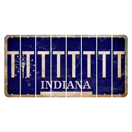 Indiana Blue Cut License Plate Strips (Set of 8) T