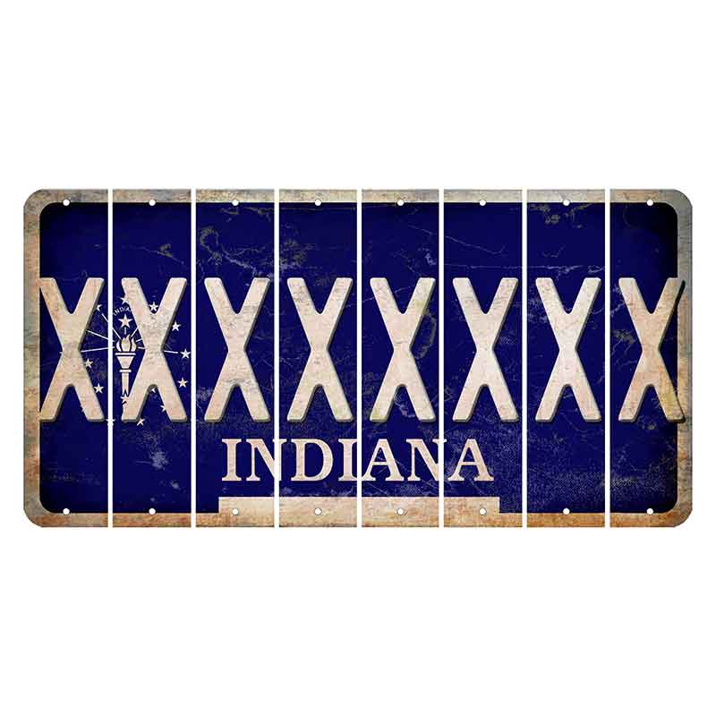 Indiana Blue Cut License Plate Strips (Set of 8) X