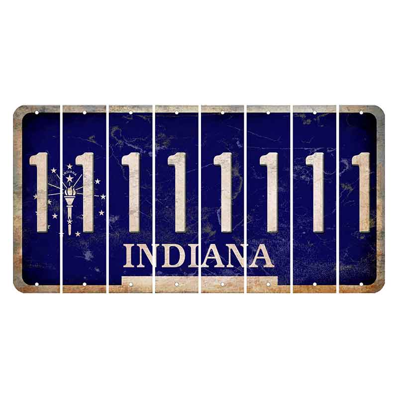Indiana Blue Cut License Plate Strips (Set of 8) 1
