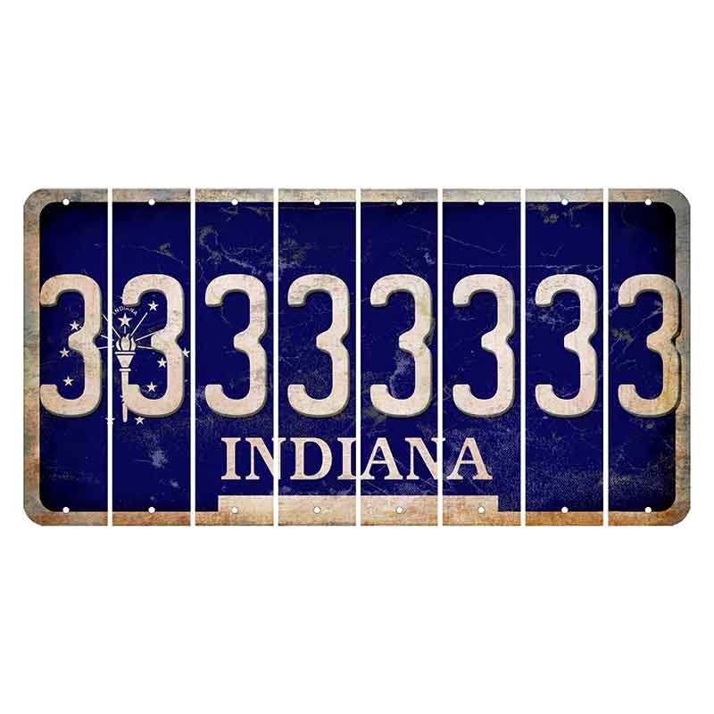 Indiana Blue Cut License Plate Strips (Set of 8) 3