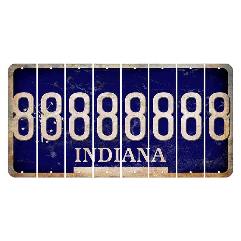 Indiana Blue Cut License Plate Strips (Set of 8) 8