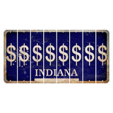Indiana Blue Cut License Plate Strips (Set of 8) Dollar Sign