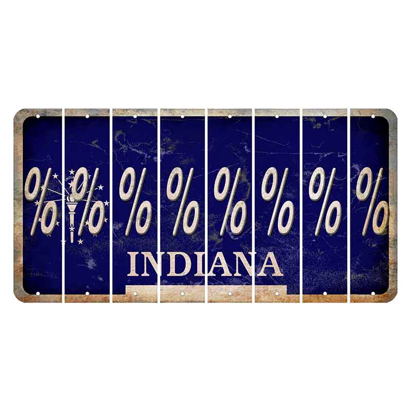 Indiana Blue Cut License Plate Strips (Set of 8) Percent Sign