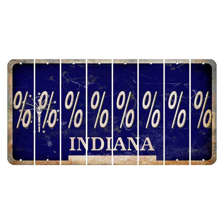 Indiana Blue Cut License Plate Strips (Set of 8) Percent Sign