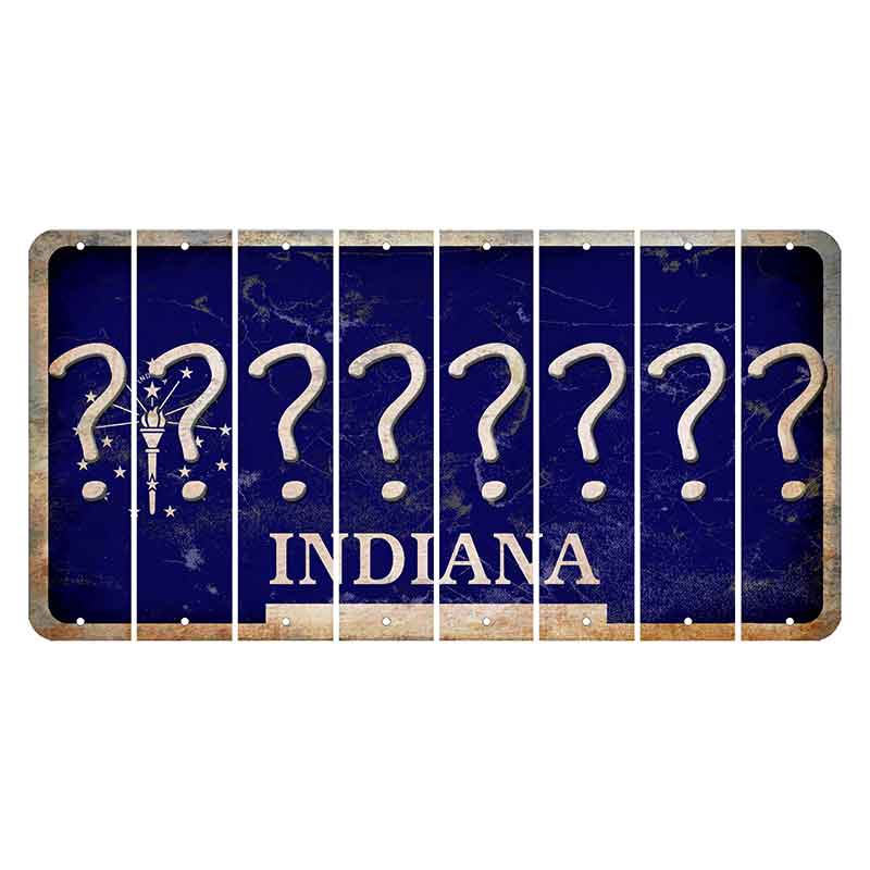 Indiana Blue Cut License Plate Strips (Set of 8) Question Mark