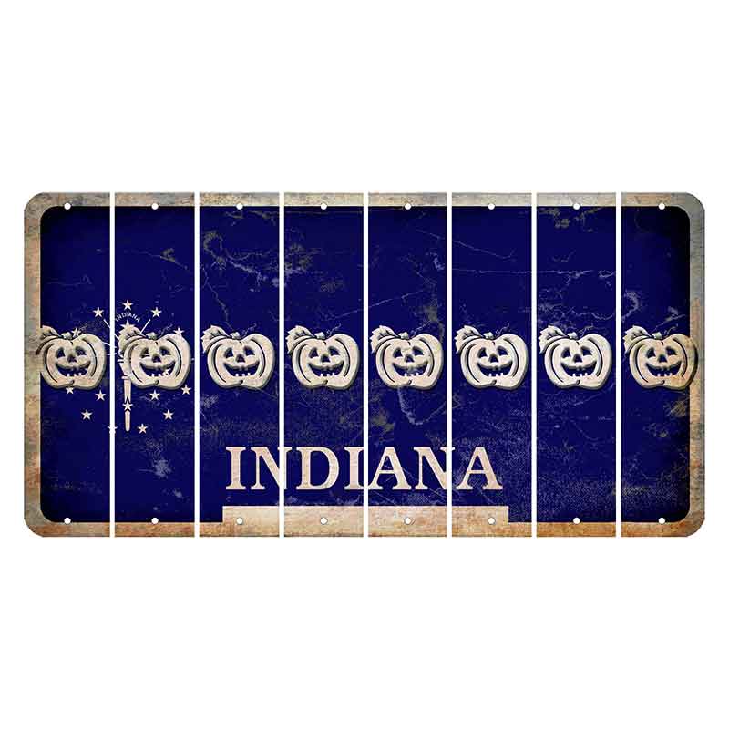 Indiana Blue Cut License Plate Strips (Set of 8) Pumpkin