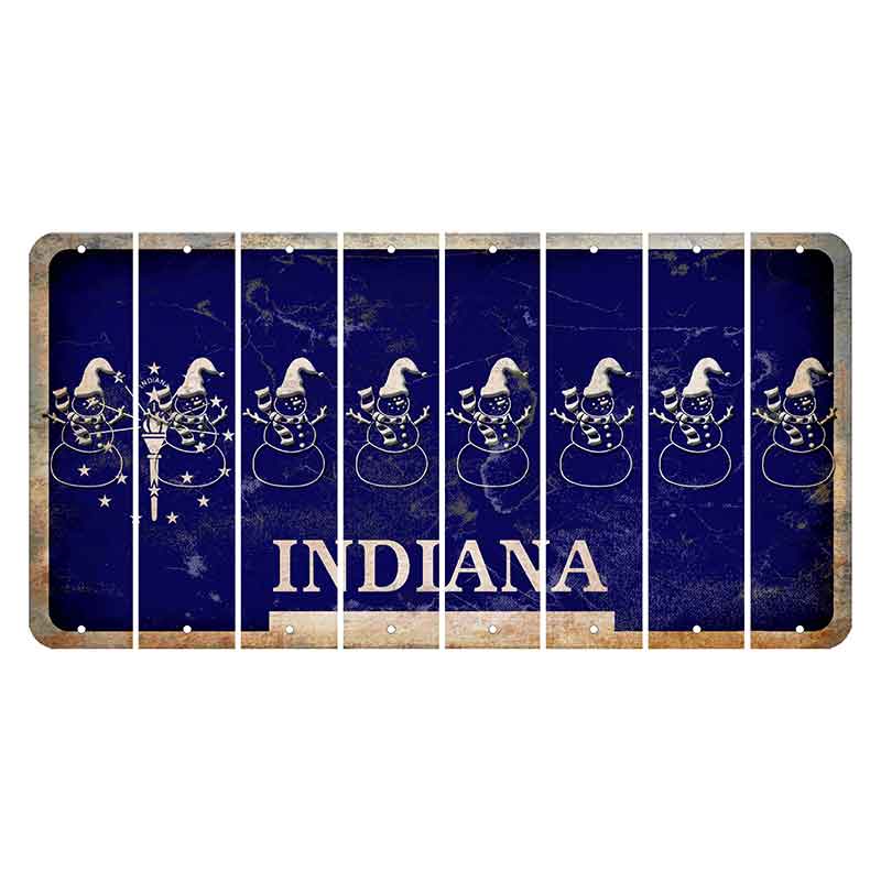 Indiana Blue Cut License Plate Strips (Set of 8) Snowman