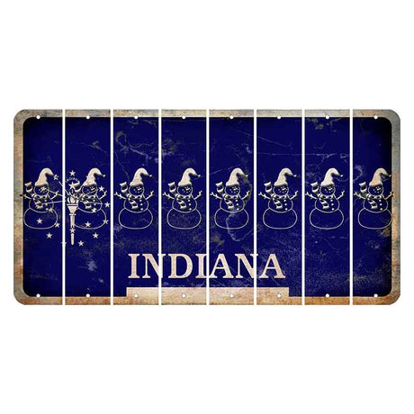 Indiana Blue Cut License Plate Strips (Set of 8) Snowman