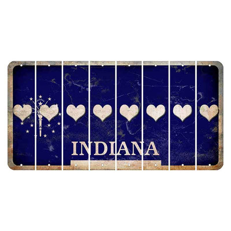 Indiana Blue Cut License Plate Strips (Set of 8) Heart