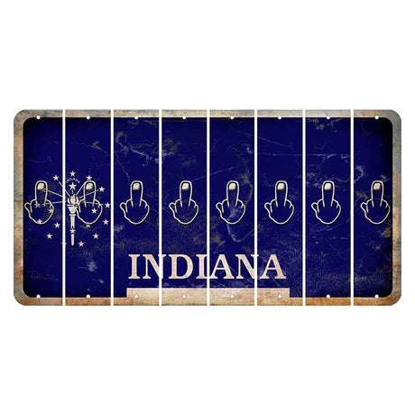 Indiana Blue Cut License Plate Strips (Set of 8) Middle Finger