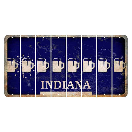 Indiana Blue Cut License Plate Strips (Set of 8) Beer Mug