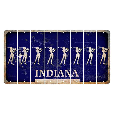 Indiana Blue Cut License Plate Strips (Set of 8) Female Golfer