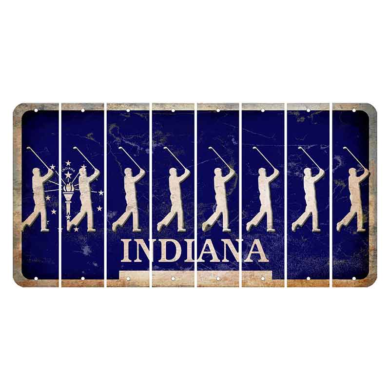 Indiana Blue Cut License Plate Strips (Set of 8) Male Golfer