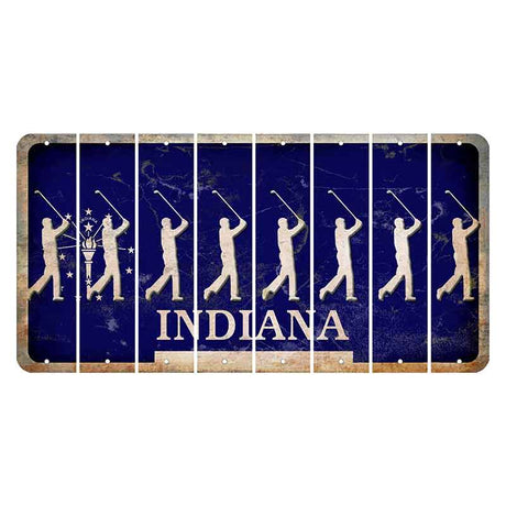 Indiana Blue Cut License Plate Strips (Set of 8) Male Golfer