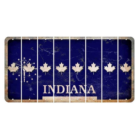 Indiana Blue Cut License Plate Strips (Set of 8) Maple Leaf