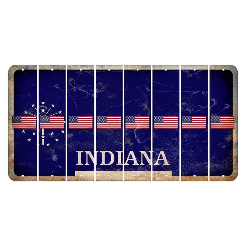 Indiana Blue Cut License Plate Strips (Set of 8) American Flag