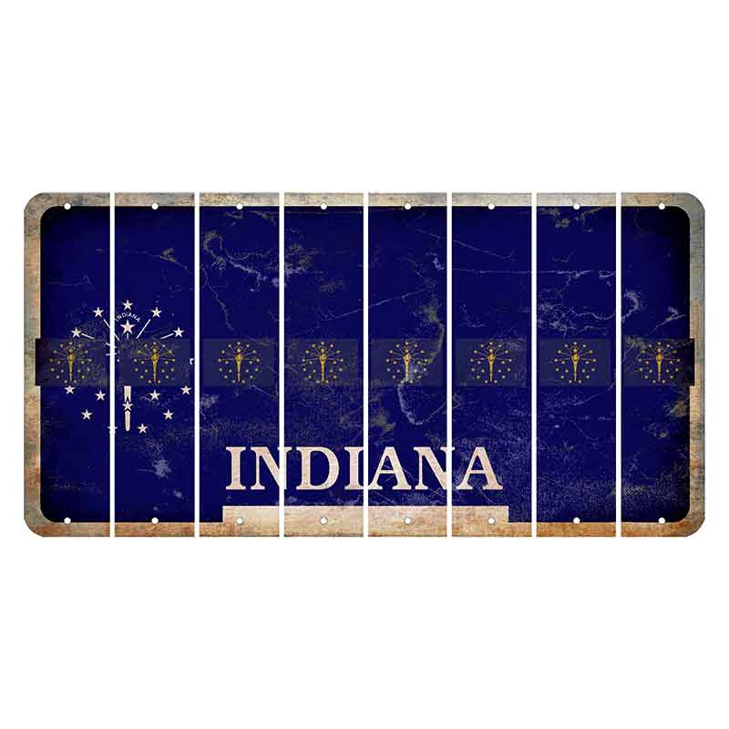 Indiana Blue Cut License Plate Strips (Set of 8) State Flag