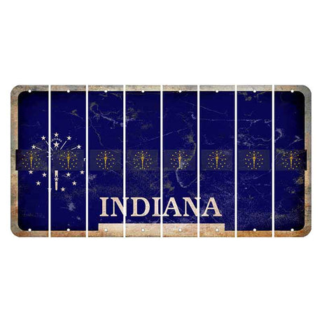 Indiana Blue Cut License Plate Strips (Set of 8) State Flag