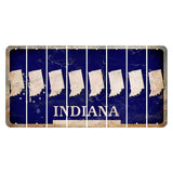 Indiana Blue Cut License Plate Strips (Set of 8) State Silhouette