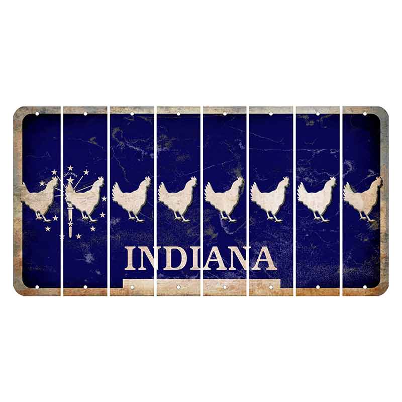 Indiana Blue Cut License Plate Strips (Set of 8) Chicken