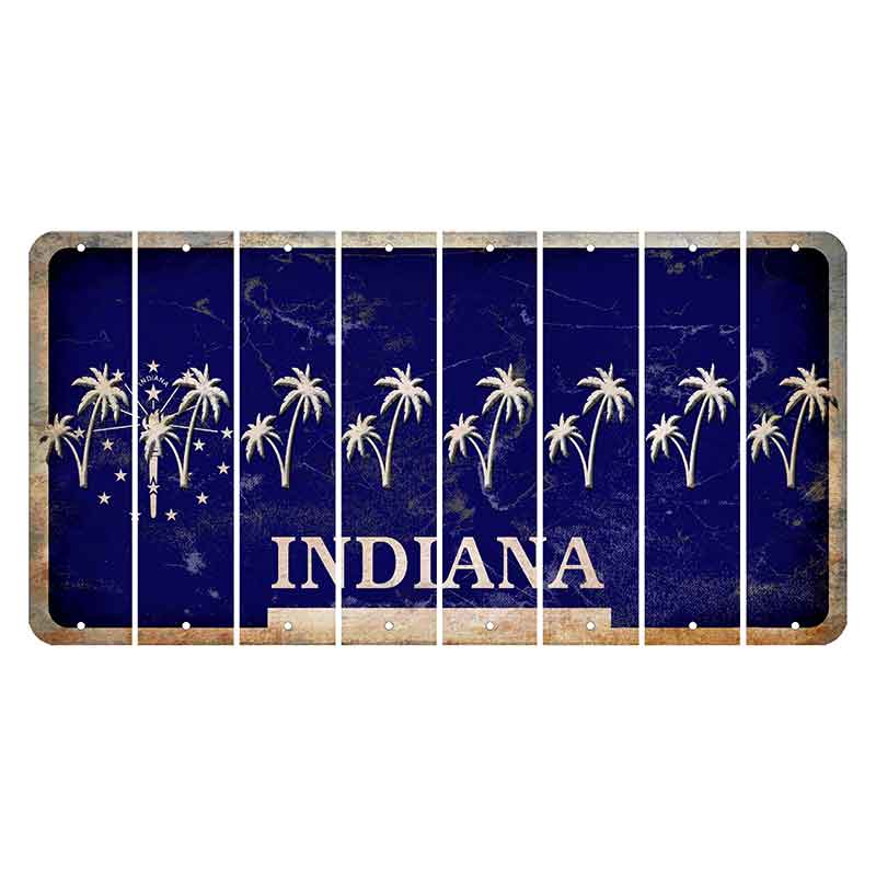 Indiana Blue Cut License Plate Strips (Set of 8) Palm Trees