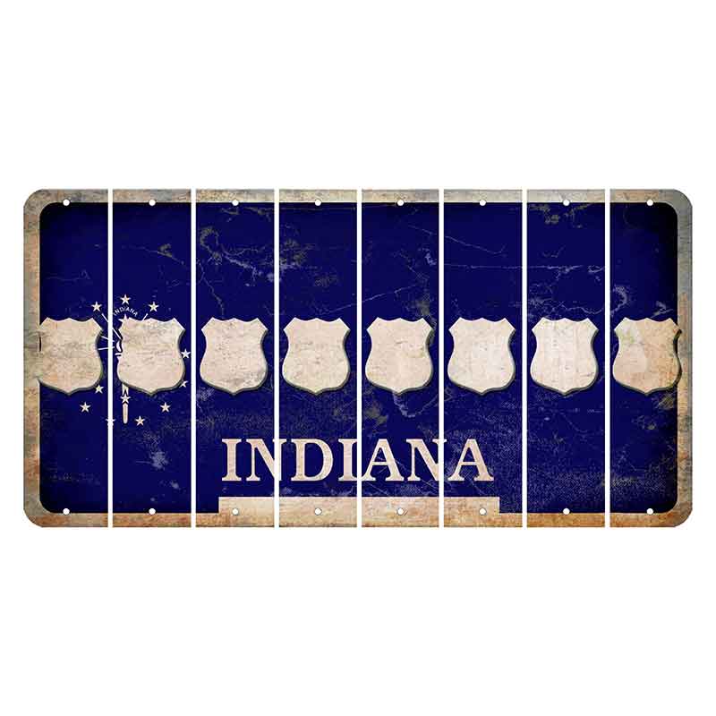Indiana Blue Cut License Plate Strips (Set of 8) Police Badge