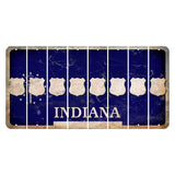 Indiana Blue Cut License Plate Strips (Set of 8) Police Badge