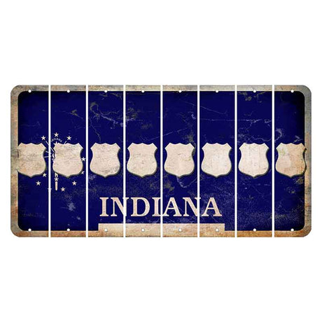 Indiana Blue Cut License Plate Strips (Set of 8) Police Badge
