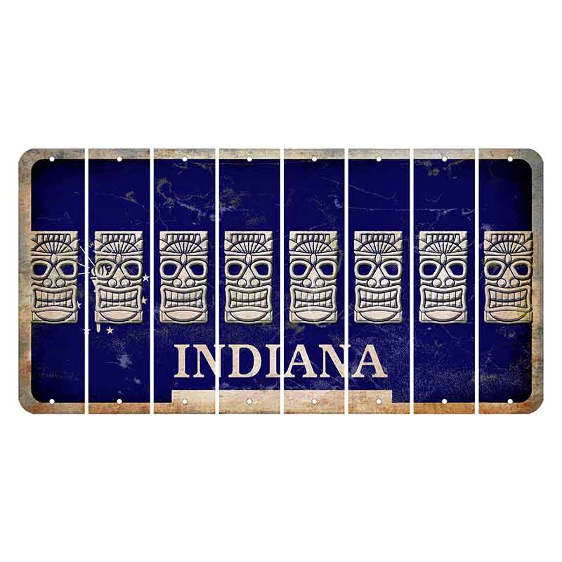 Indiana Blue Cut License Plate Strips (Set of 8) Tiki