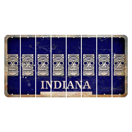 Indiana Blue Cut License Plate Strips (Set of 8) Tiki