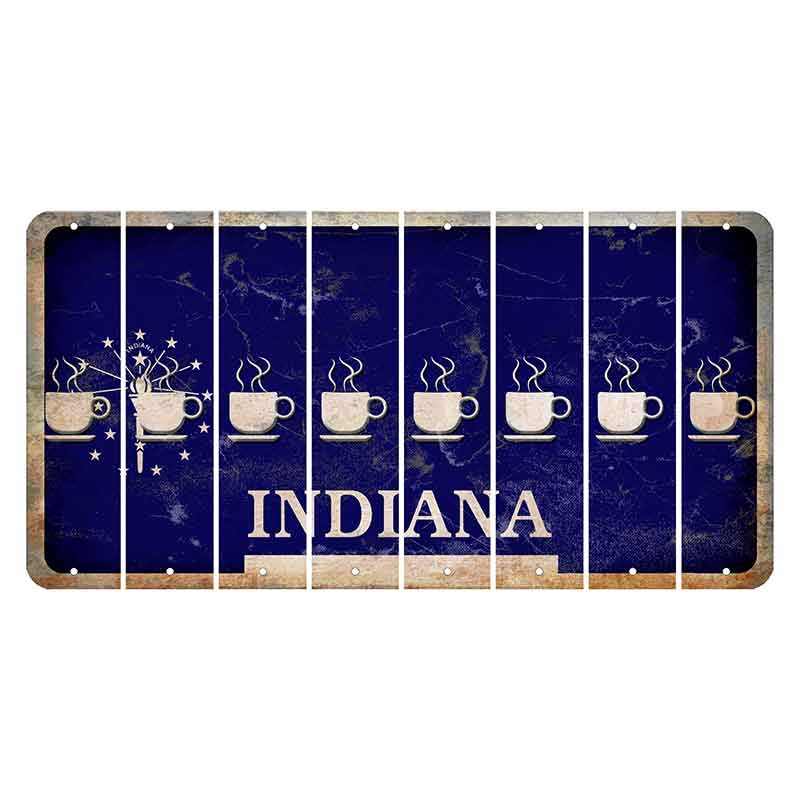 Indiana Blue Cut License Plate Strips (Set of 8) Coffee Mug