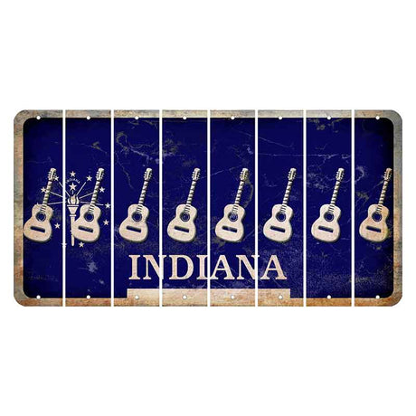 Indiana Blue Cut License Plate Strips (Set of 8) Guitar