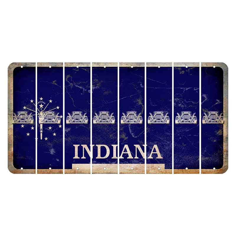 Indiana Blue Cut License Plate Strips (Set of 8) Hot Rod