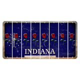 Indiana Blue Cut License Plate Strips (Set of 8) Red Rose