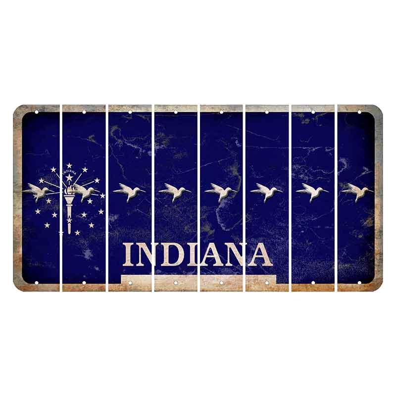 Indiana Blue Cut License Plate Strips (Set of 8) Hummingbird