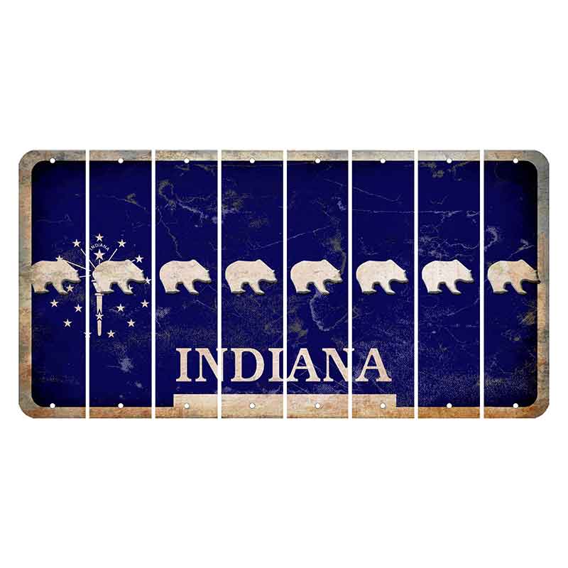 Indiana Blue Cut License Plate Strips (Set of 8) Bear