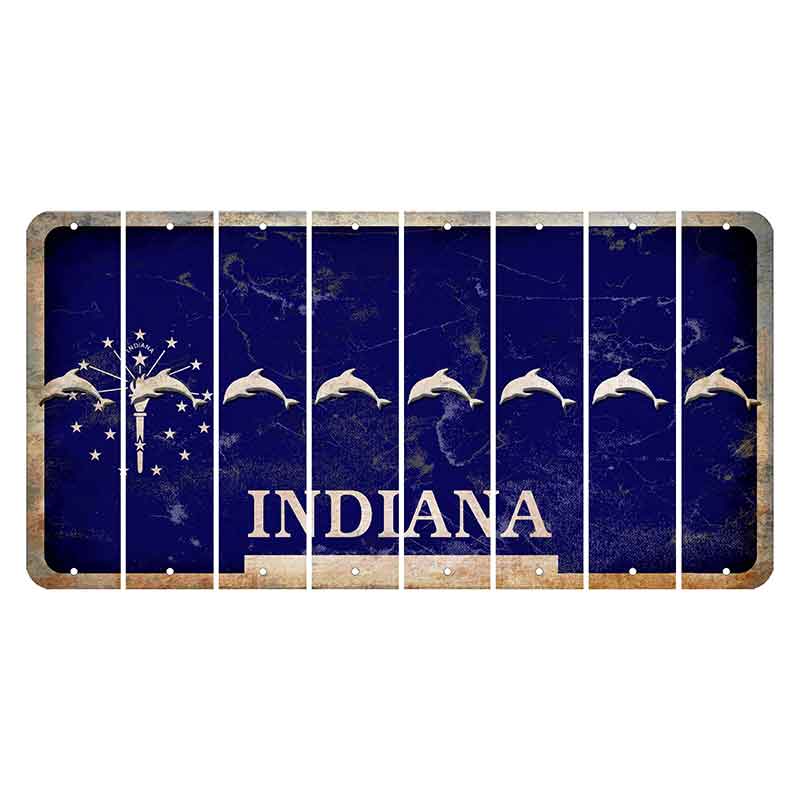 Indiana Blue Cut License Plate Strips (Set of 8) Dolphin