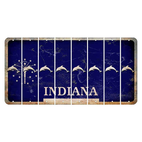 Indiana Blue Cut License Plate Strips (Set of 8) Dolphin