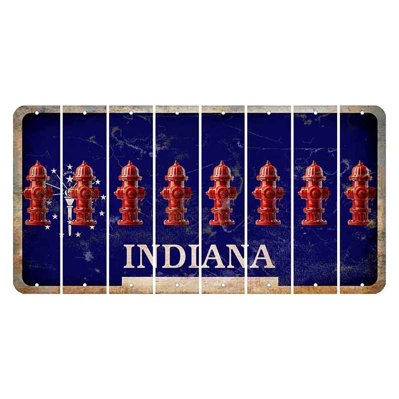 Indiana Blue Cut License Plate Strips (Set of 8) Fire Hydrant