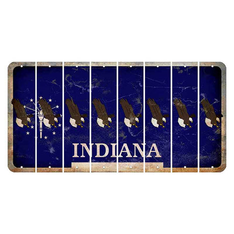Indiana Blue Cut License Plate Strips (Set of 8) Bald Eagle