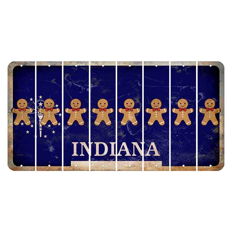 Indiana Blue Cut License Plate Strips (Set of 8) Gingerbread Man