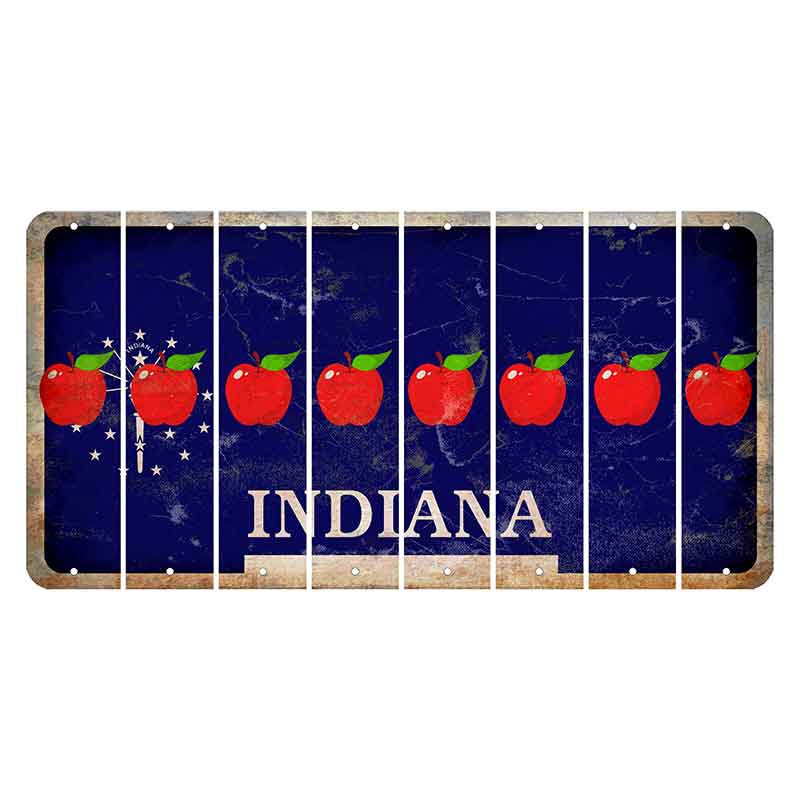 Indiana Blue Cut License Plate Strips (Set of 8) Apple